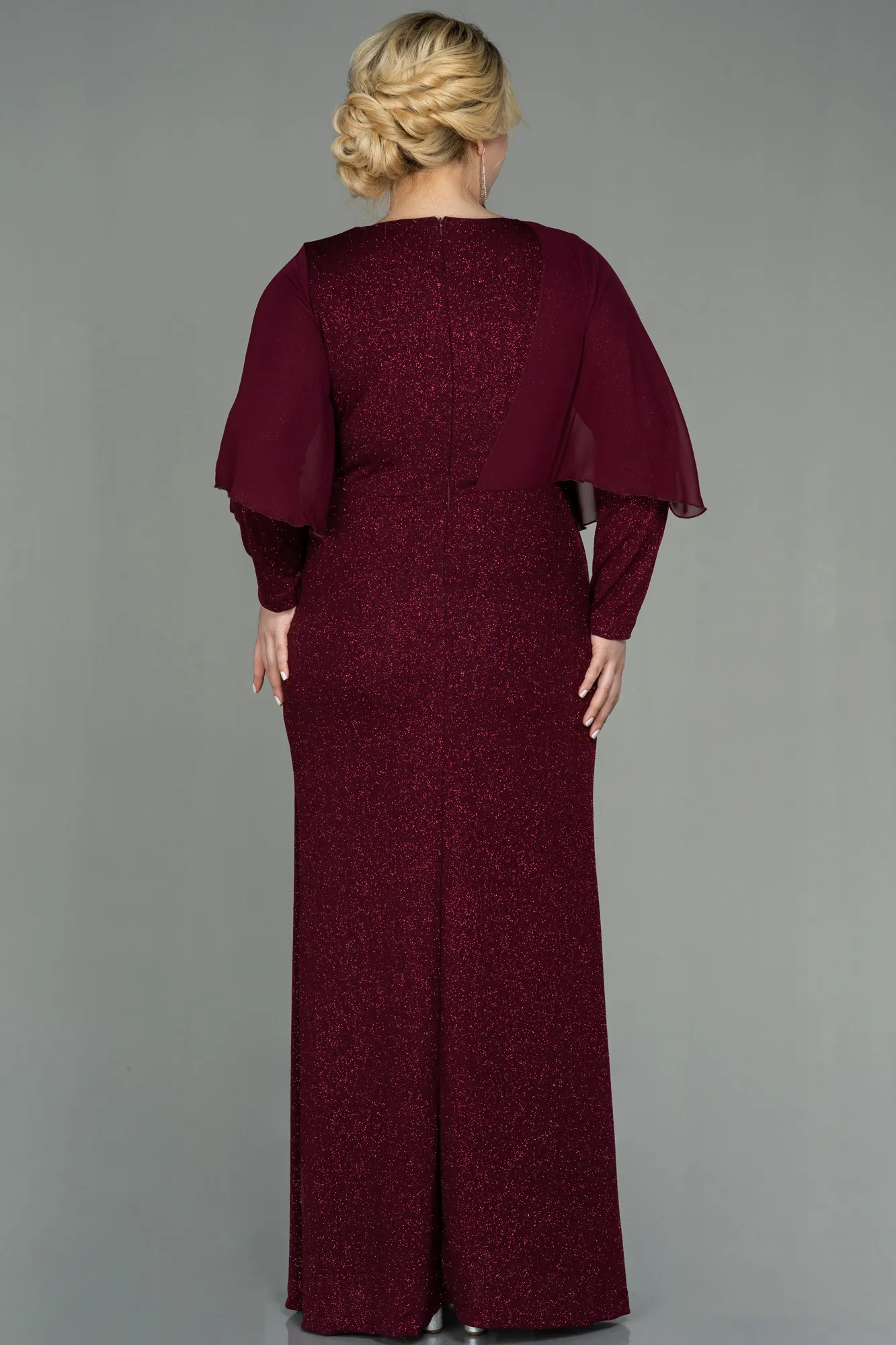Burgundy-Long Plus Size Evening Dress ABU3013