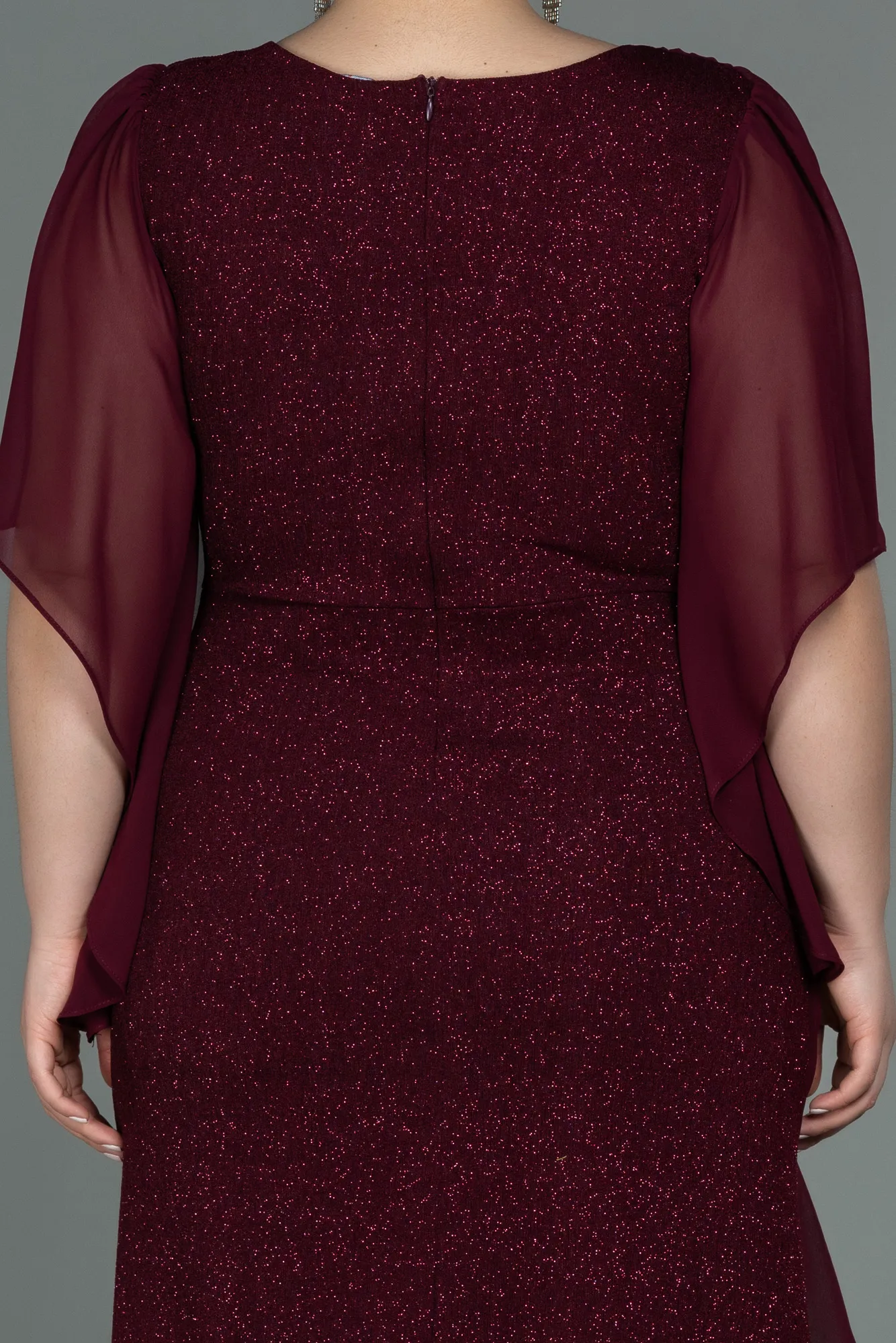 Burgundy-Long Plus Size Evening Dress ABU3124