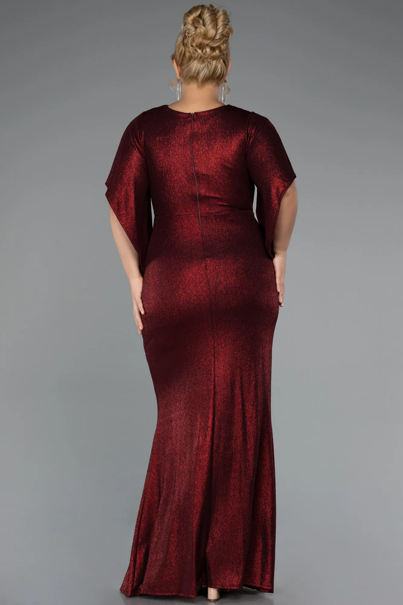 Burgundy-Long Plus Size Evening Dress ABU3280