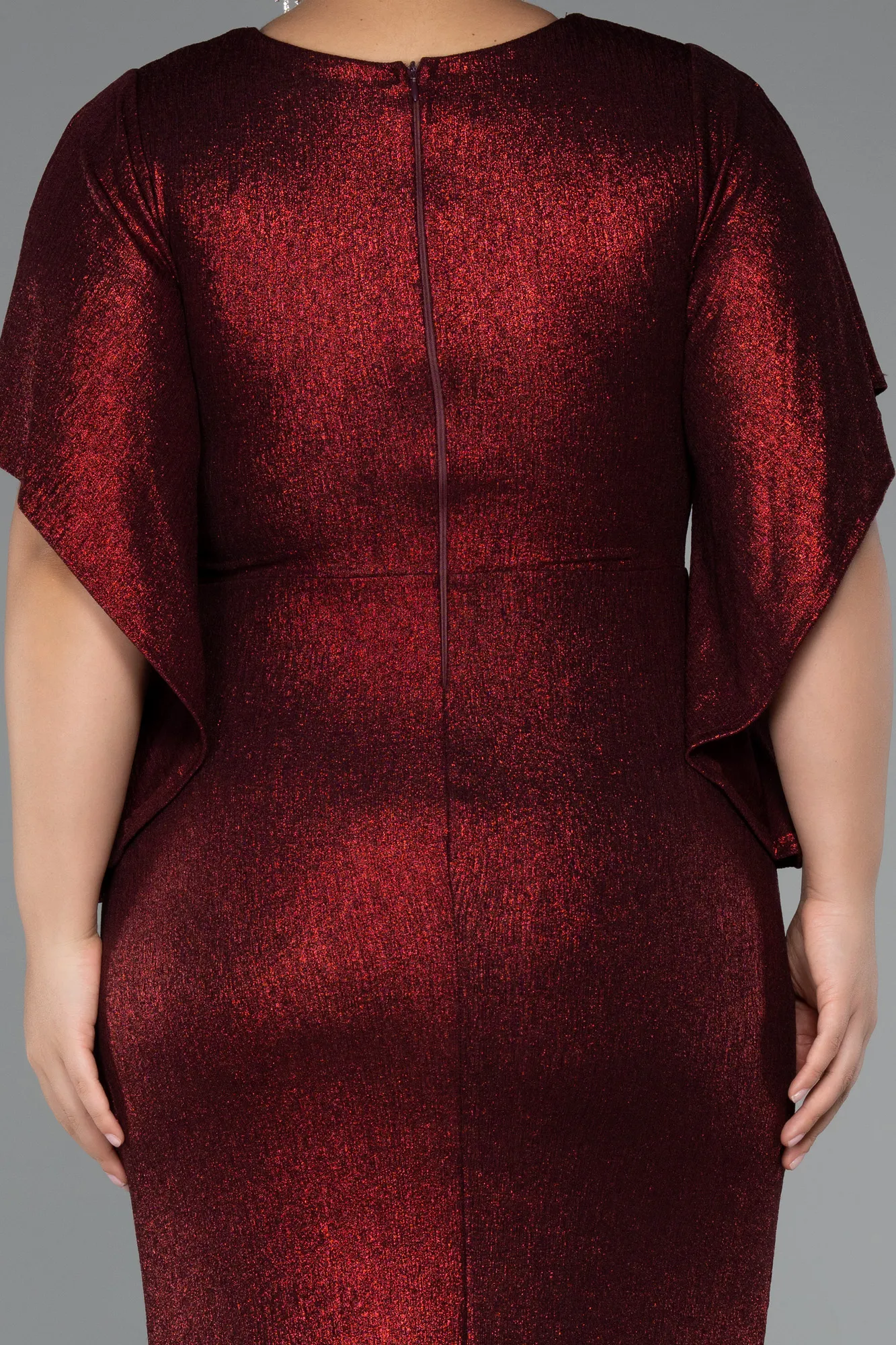 Burgundy-Long Plus Size Evening Dress ABU3280
