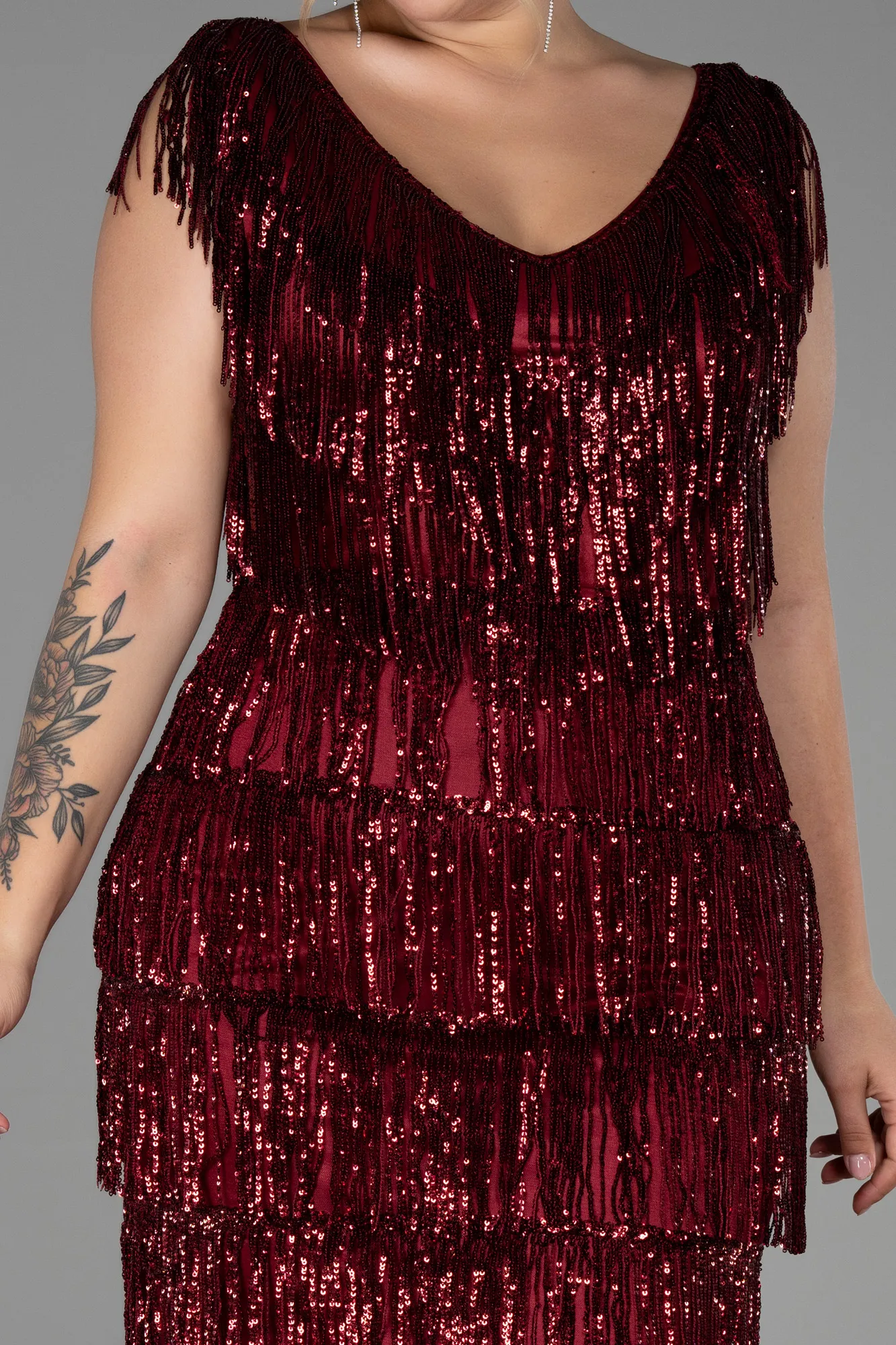 Burgundy-Long Plus Size Evening Dress ABU3320