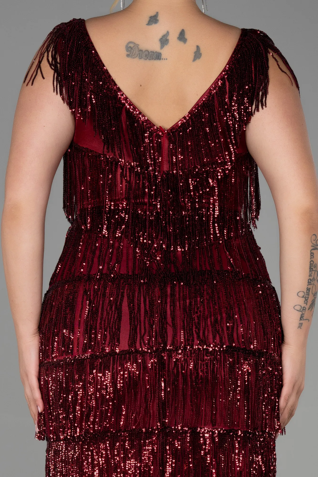 Burgundy-Long Plus Size Evening Dress ABU3320
