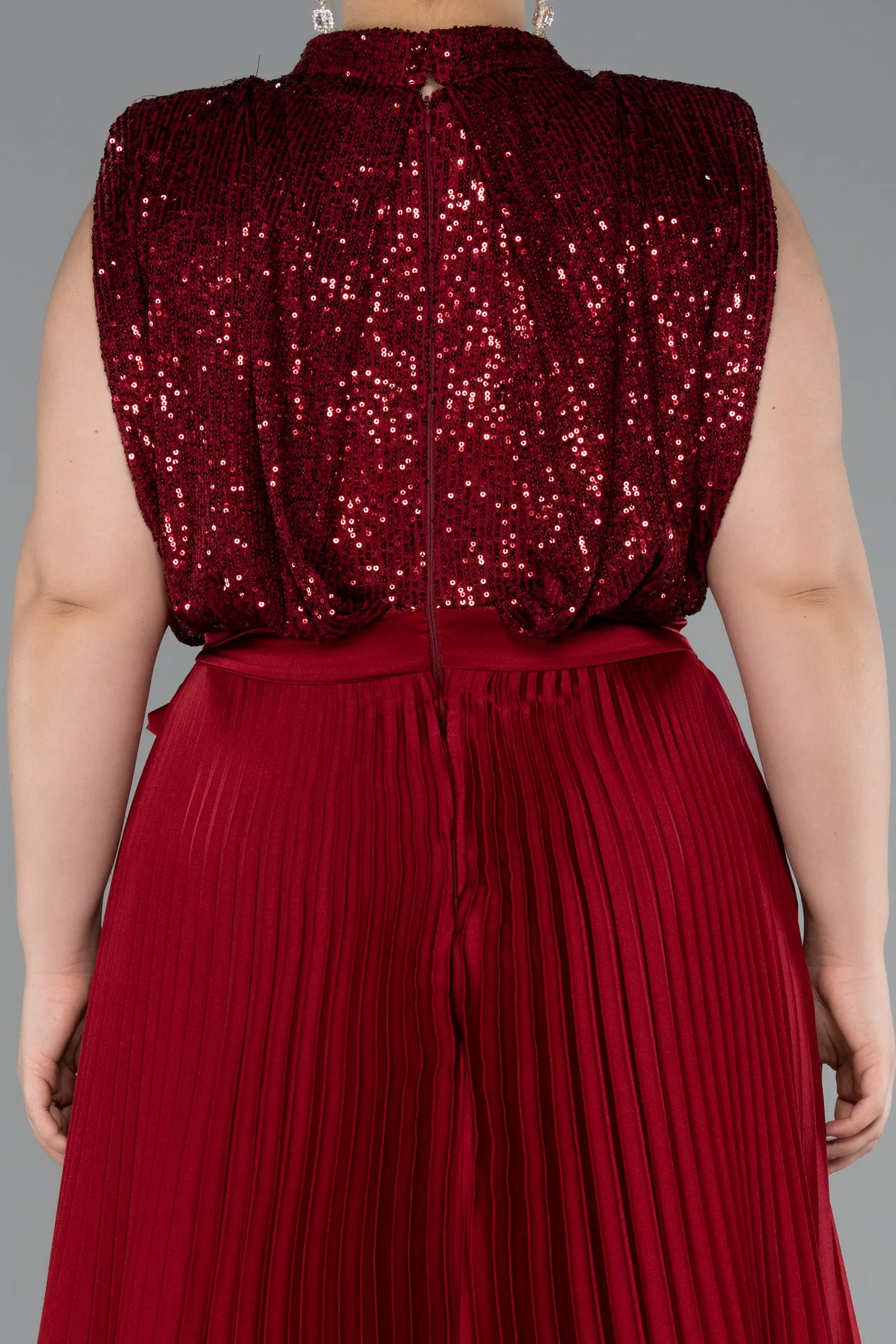 Burgundy-Long Plus Size Evening Dress ABU3341