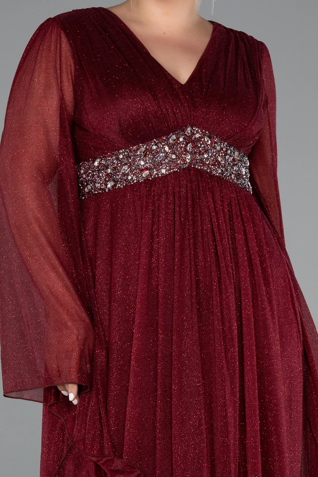 Burgundy-Long Plus Size Evening Dress ABU5087