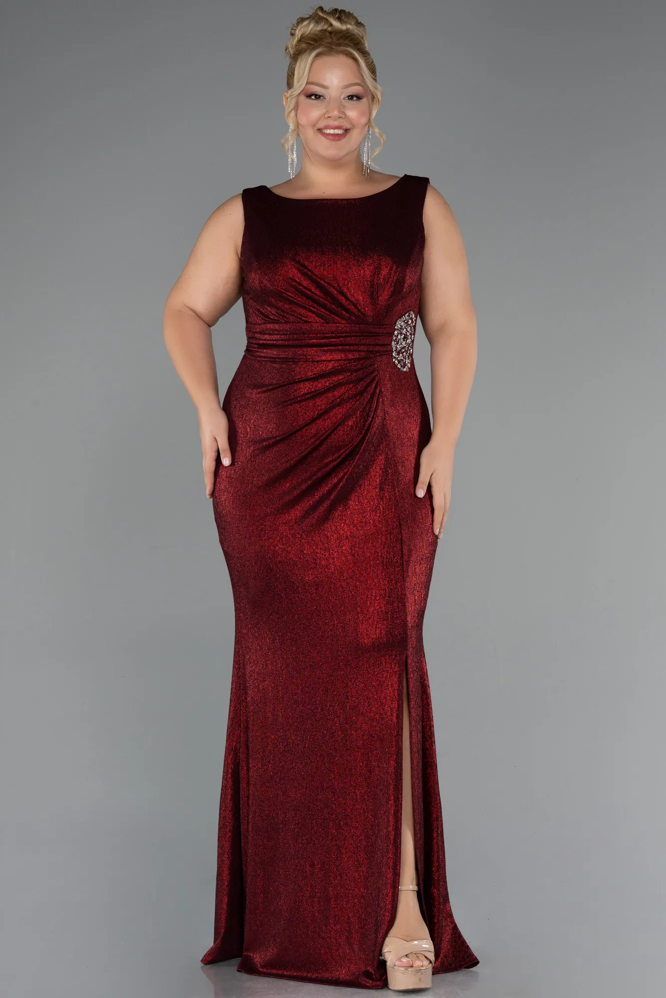 Burgundy-Long Plus Size Evening Dress ABU5231
