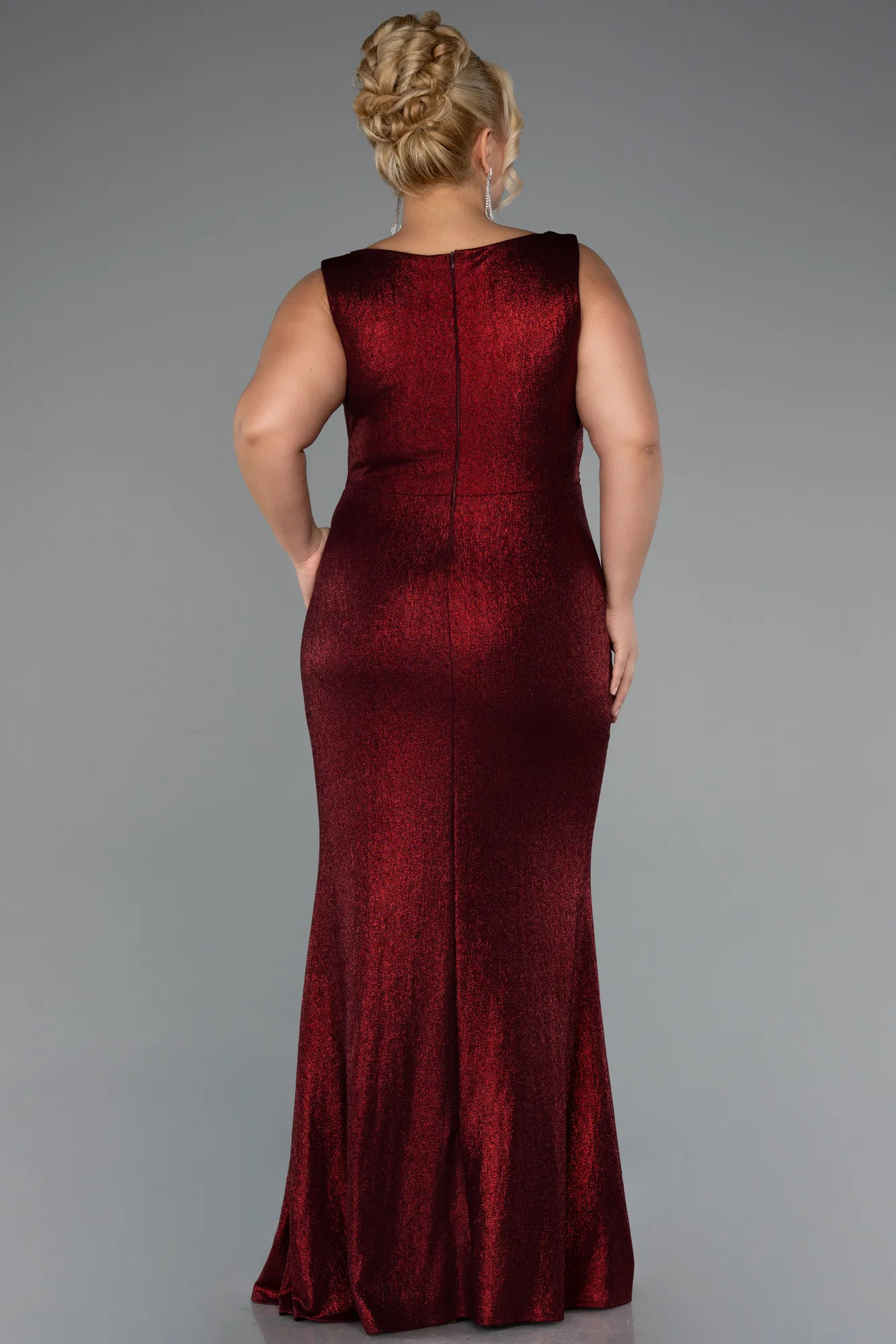 Burgundy-Long Plus Size Evening Dress ABU5231