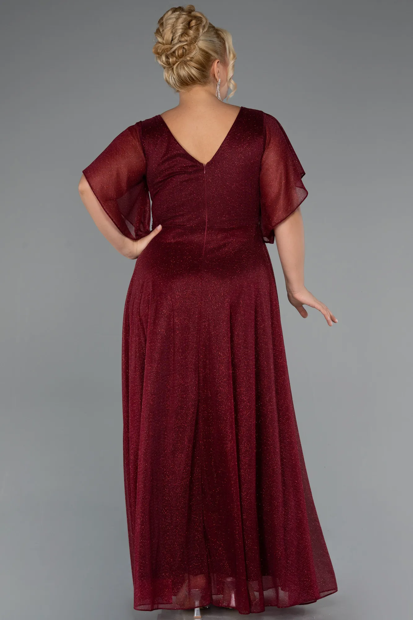 Burgundy-Long Plus Size Evening Dress ABU5323