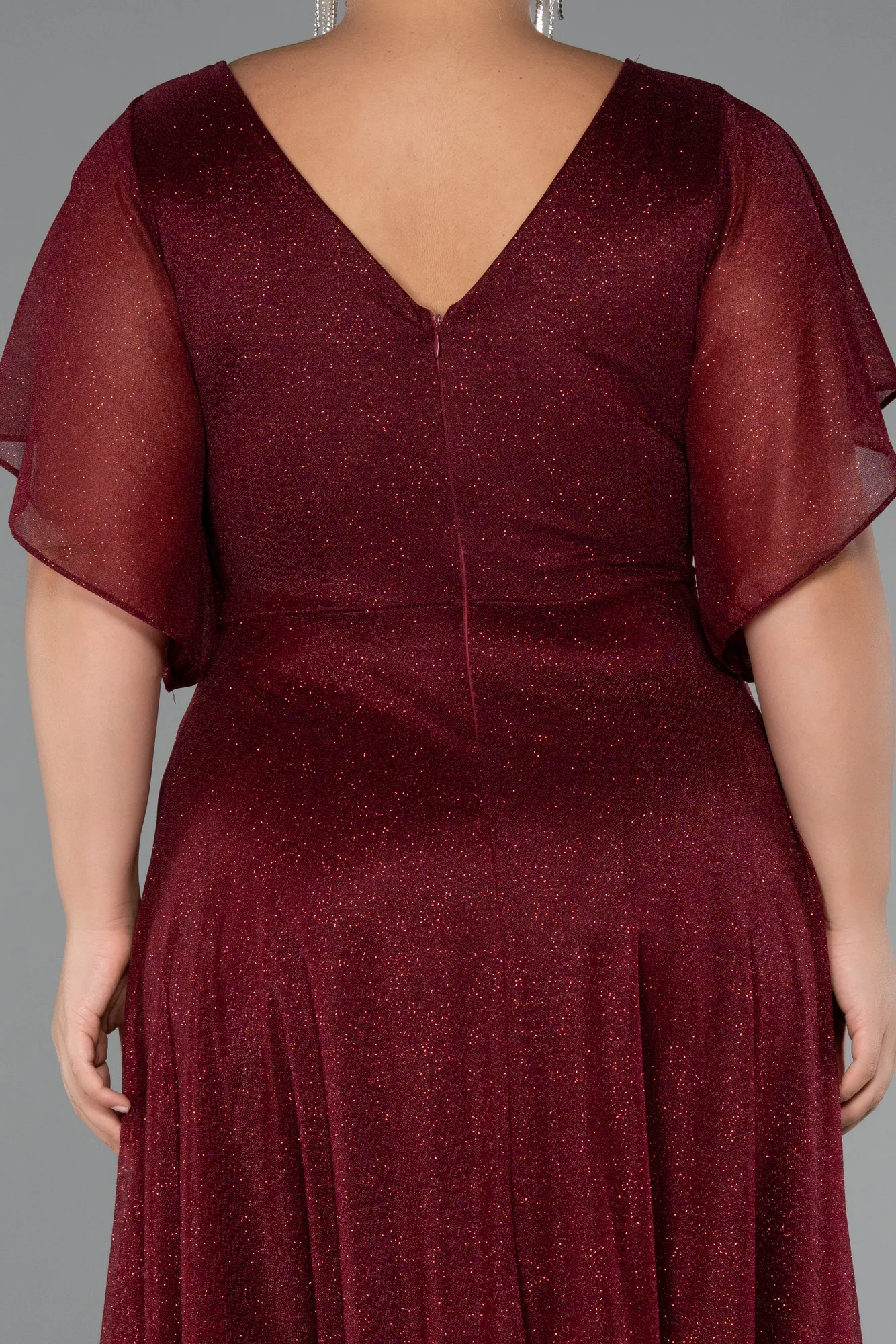 Burgundy-Long Plus Size Evening Dress ABU5323