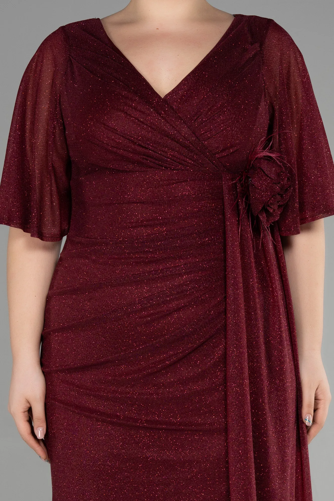 Burgundy-Long Plus Size Evening Gown ABU3646