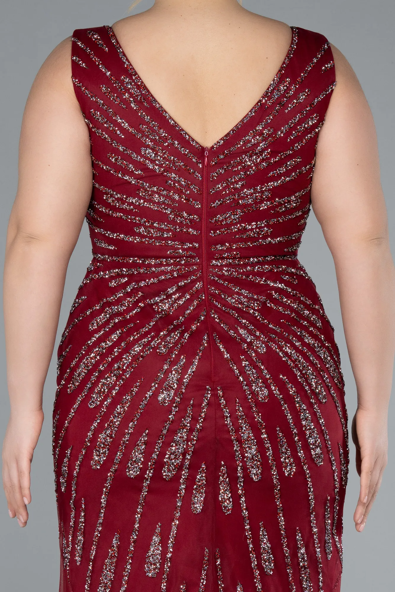 Burgundy-Long Plus Size Evening Gown ABU4717