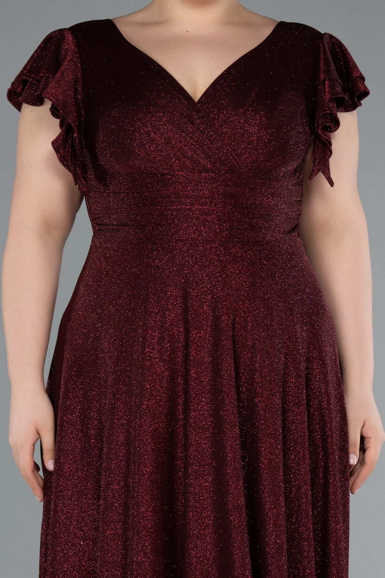 Burgundy-Long Plus Size Evening Gown ABU4985