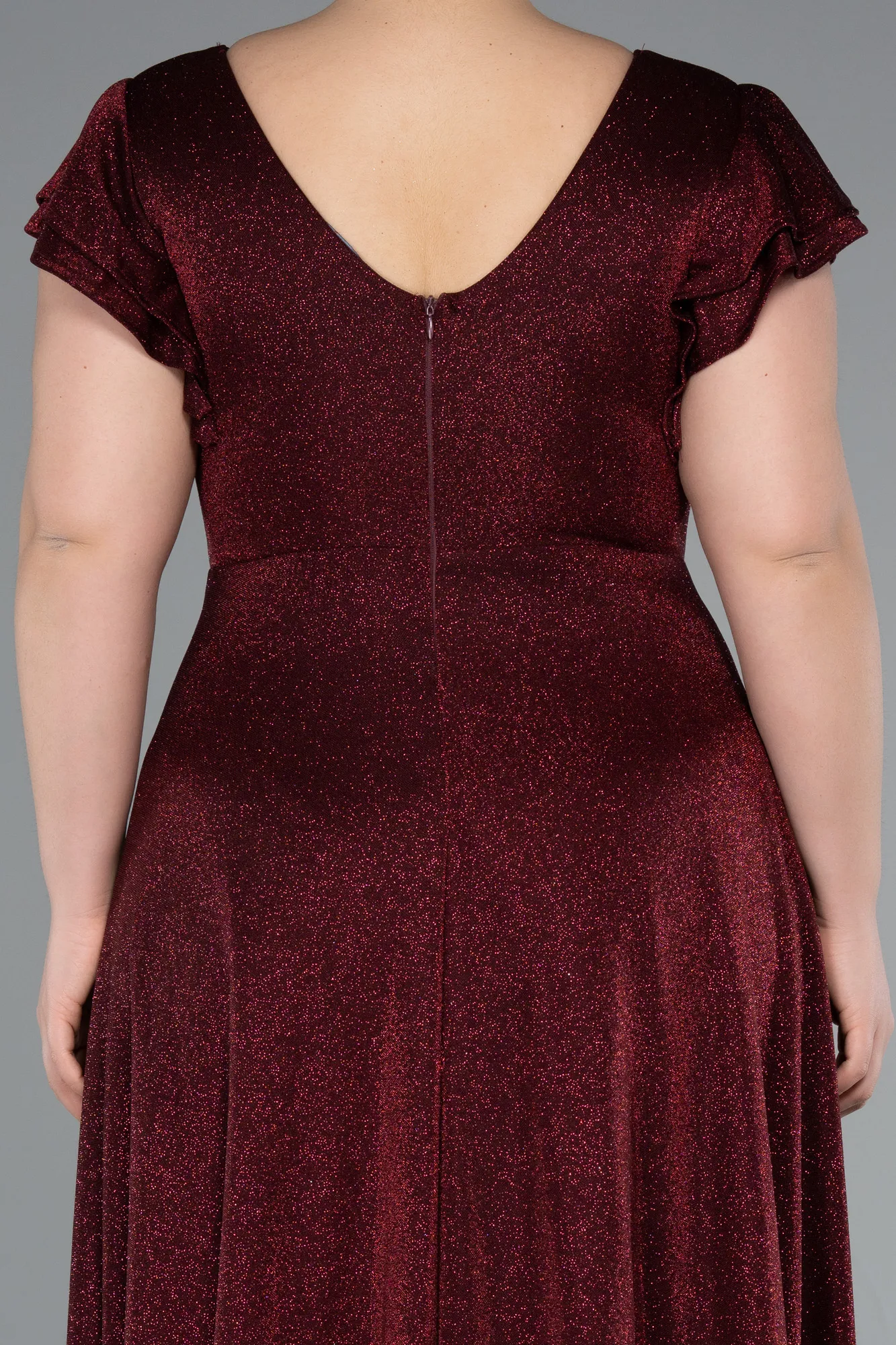 Burgundy-Long Plus Size Evening Gown ABU4985