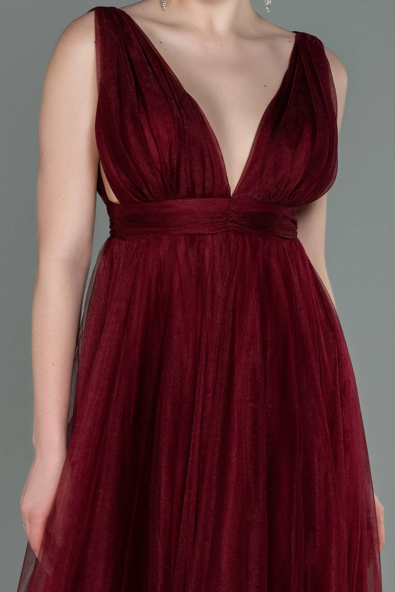 Burgundy-Long Prom Gown ABU3135