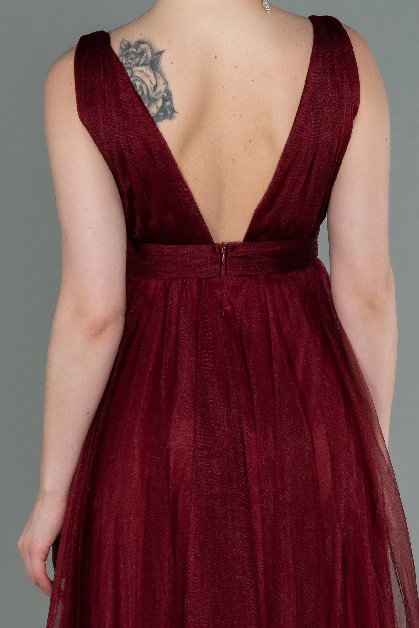 Burgundy-Long Prom Gown ABU3135