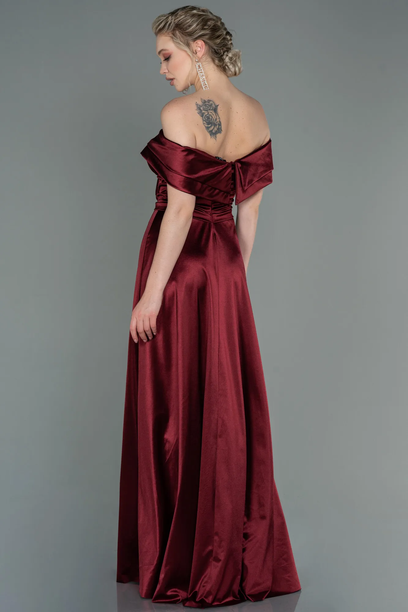 Burgundy-Long Prom Gown ABU3157
