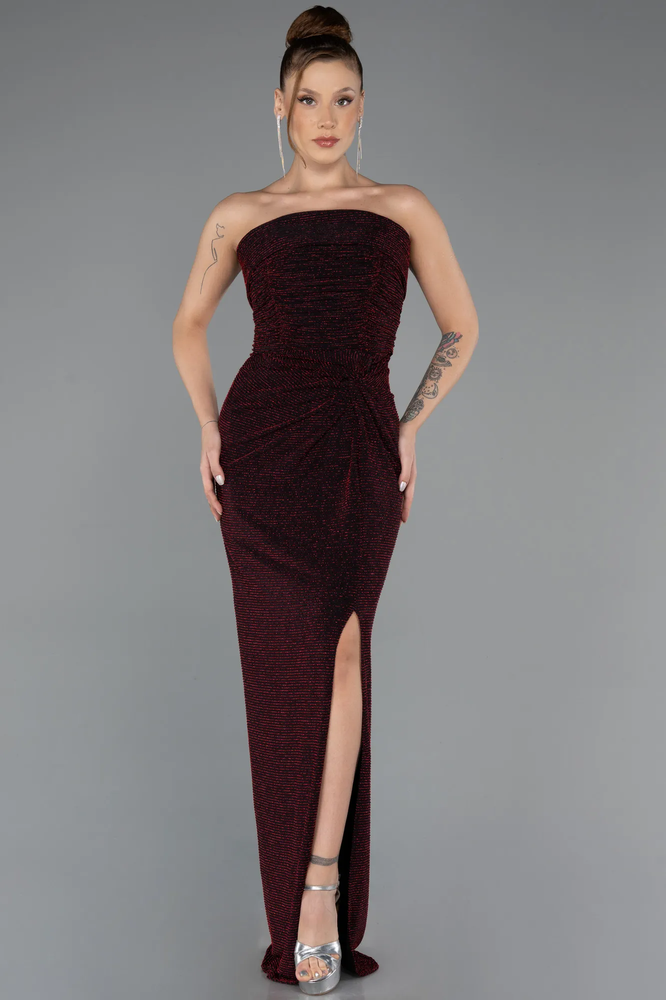 Burgundy-Long Prom Gown ABU5445