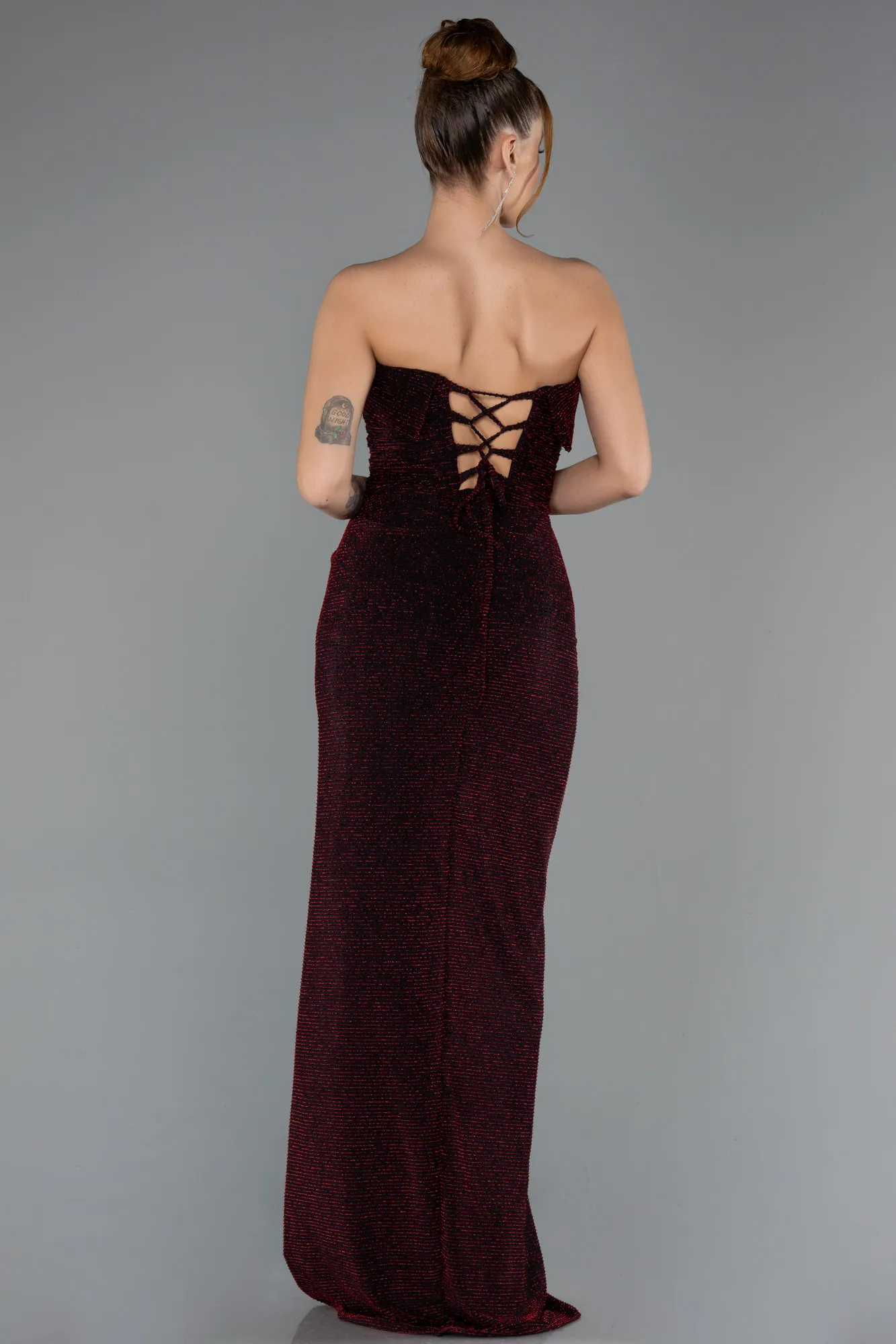 Burgundy-Long Prom Gown ABU5445