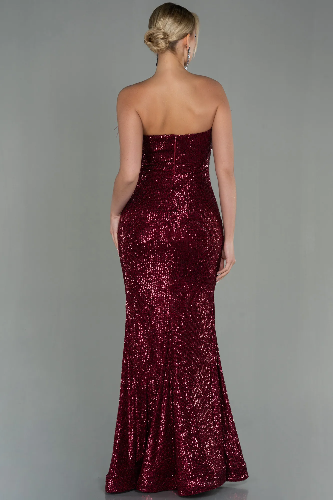 Burgundy-Long Scaly Mermaid Evening Dress ABU3071