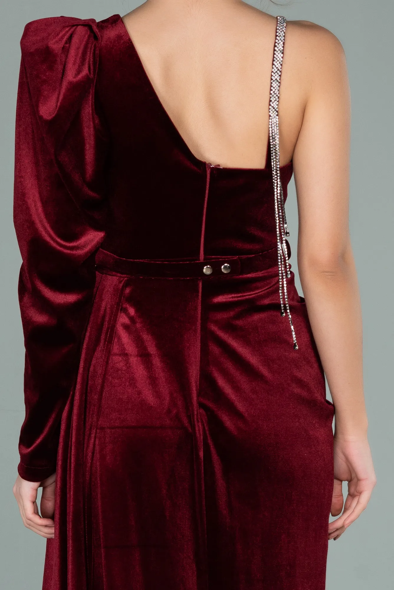 Burgundy-Long Velvet Evening Dress ABU2074