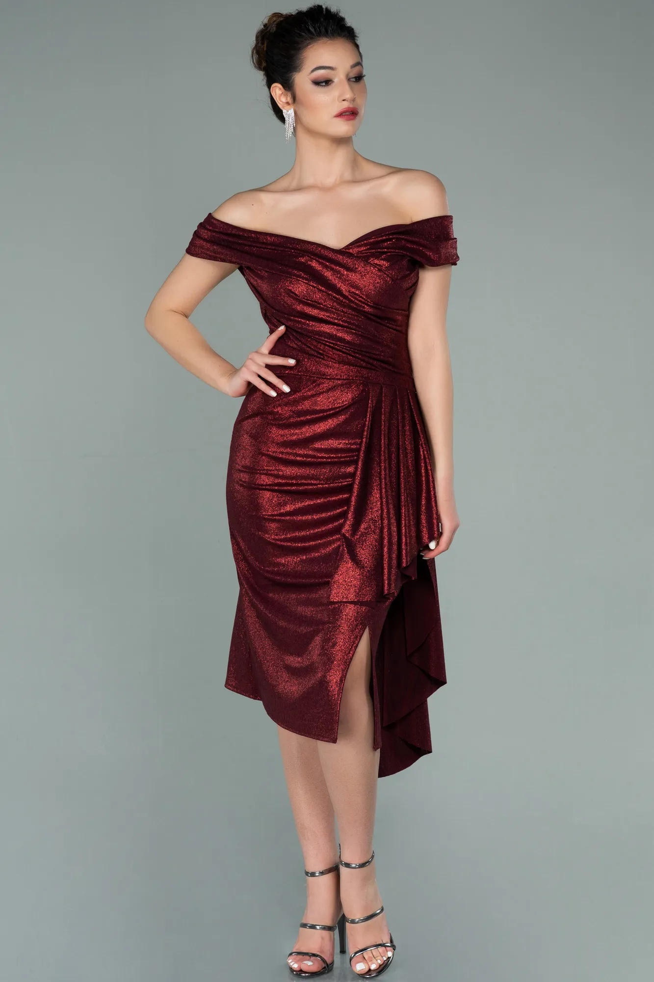 Burgundy-Midi Invitation Dress ABK1239
