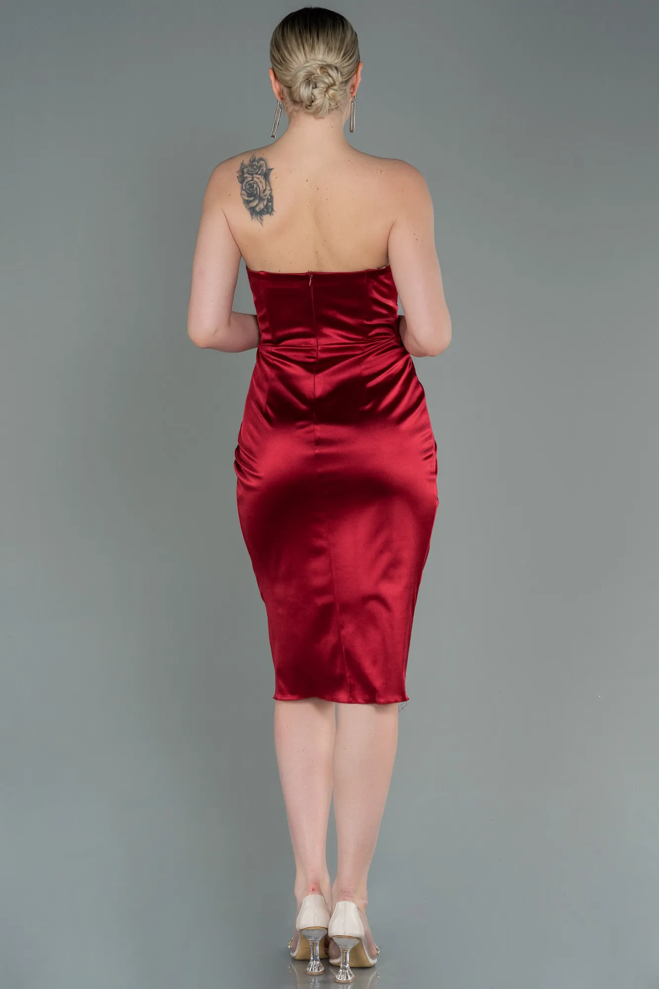 Burgundy-Midi Invitation Dress ABK1732
