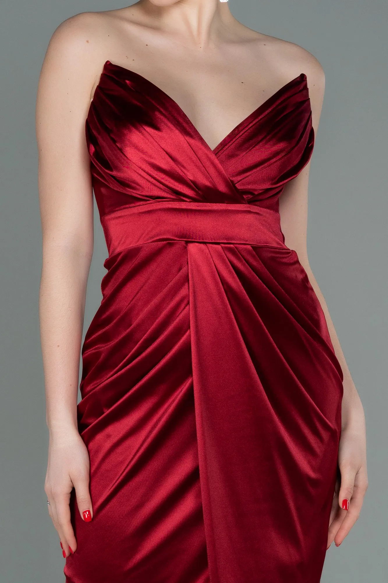 Burgundy-Midi Invitation Dress ABK1732