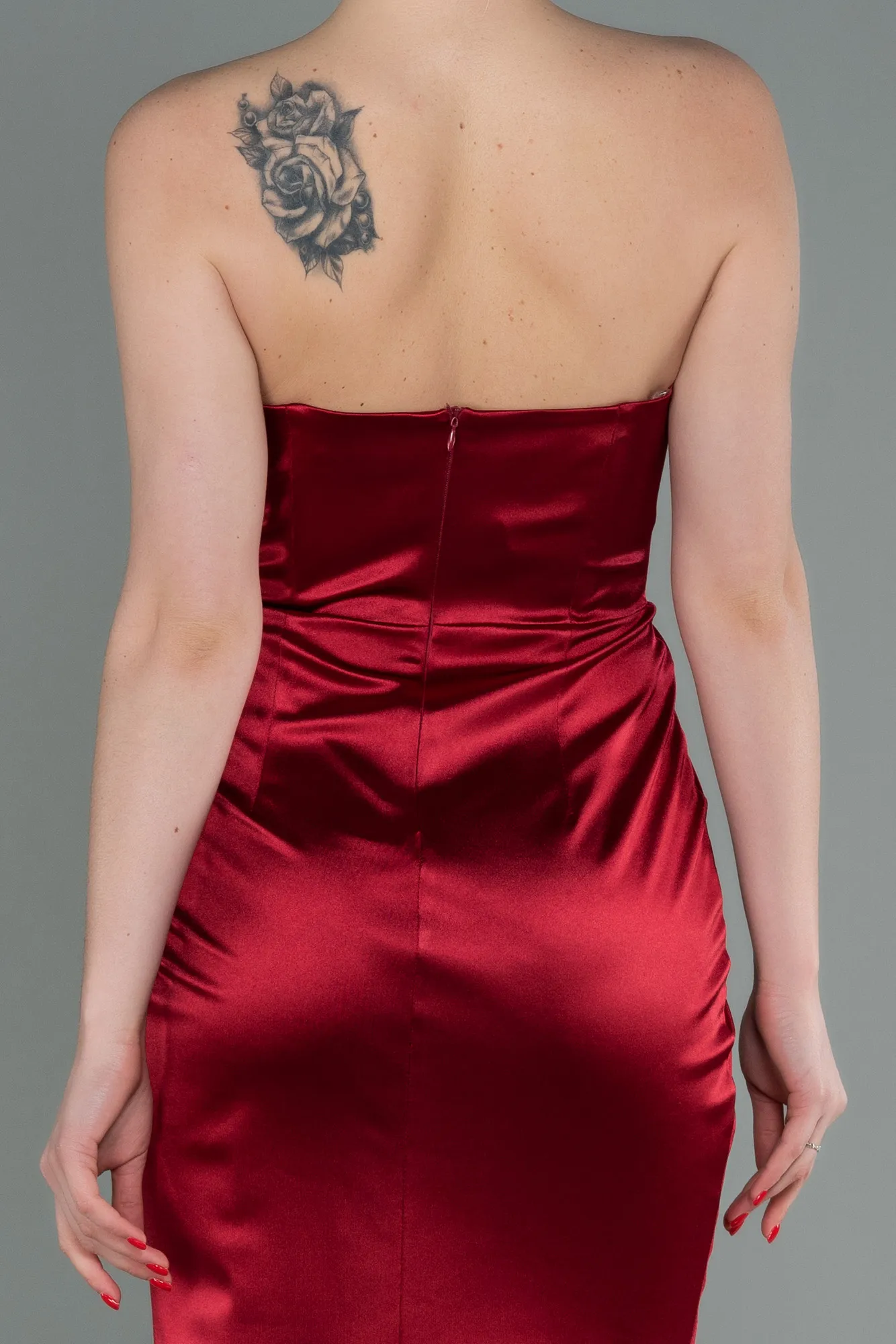 Burgundy-Midi Invitation Dress ABK1732