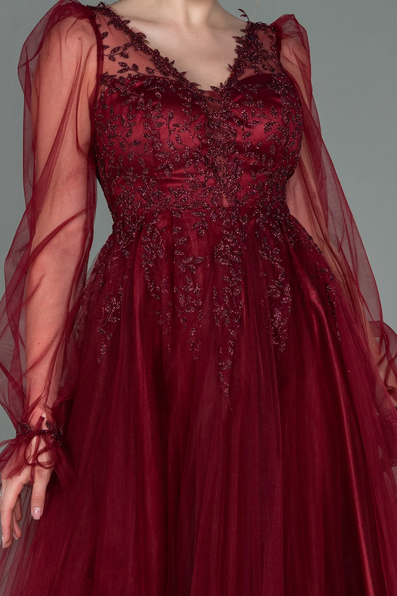 Burgundy-Midi Invitation Dress ABK1771