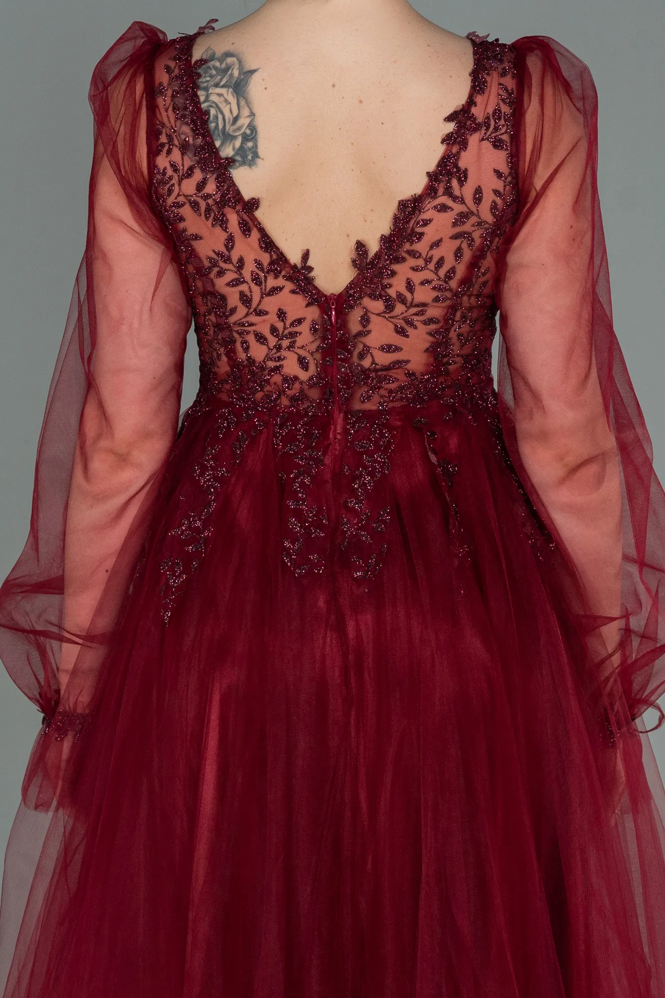 Burgundy-Midi Invitation Dress ABK1771