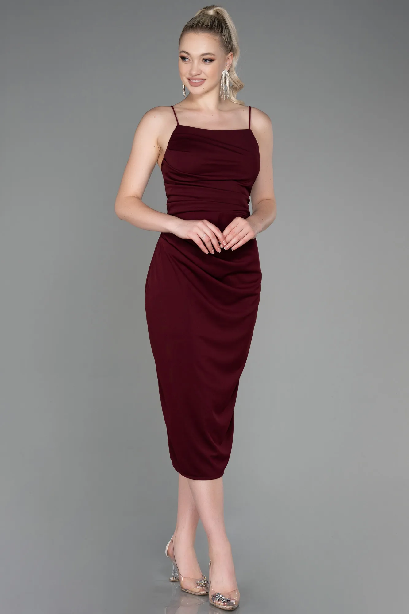 Burgundy-Midi Invitation Dress ABK1806