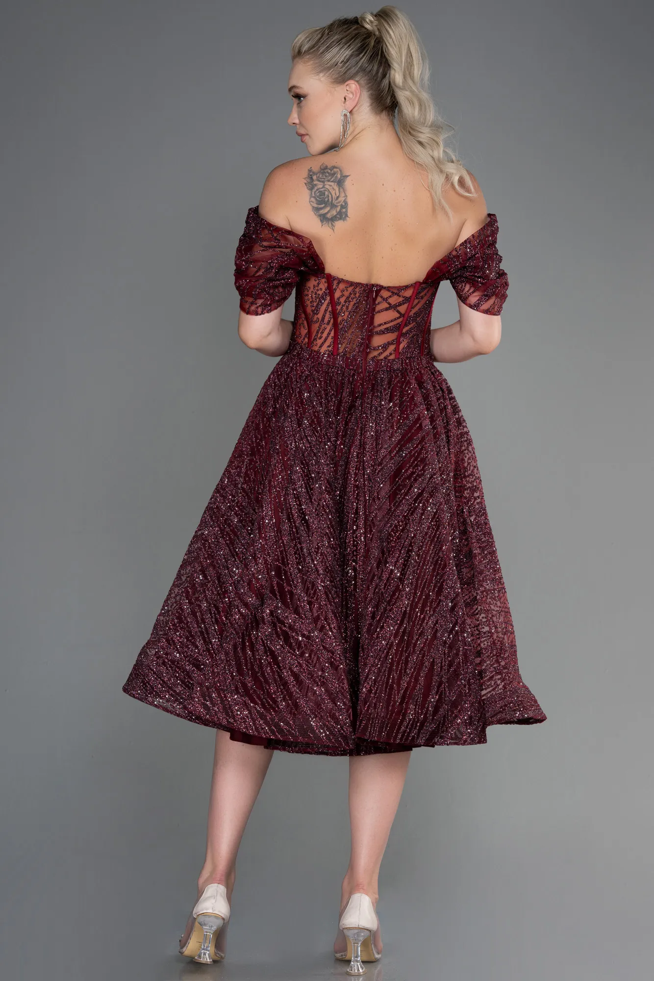 Burgundy-Midi Invitation Dress ABK1810