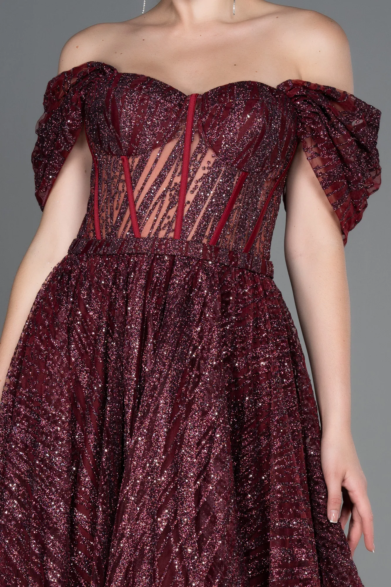 Burgundy-Midi Invitation Dress ABK1810