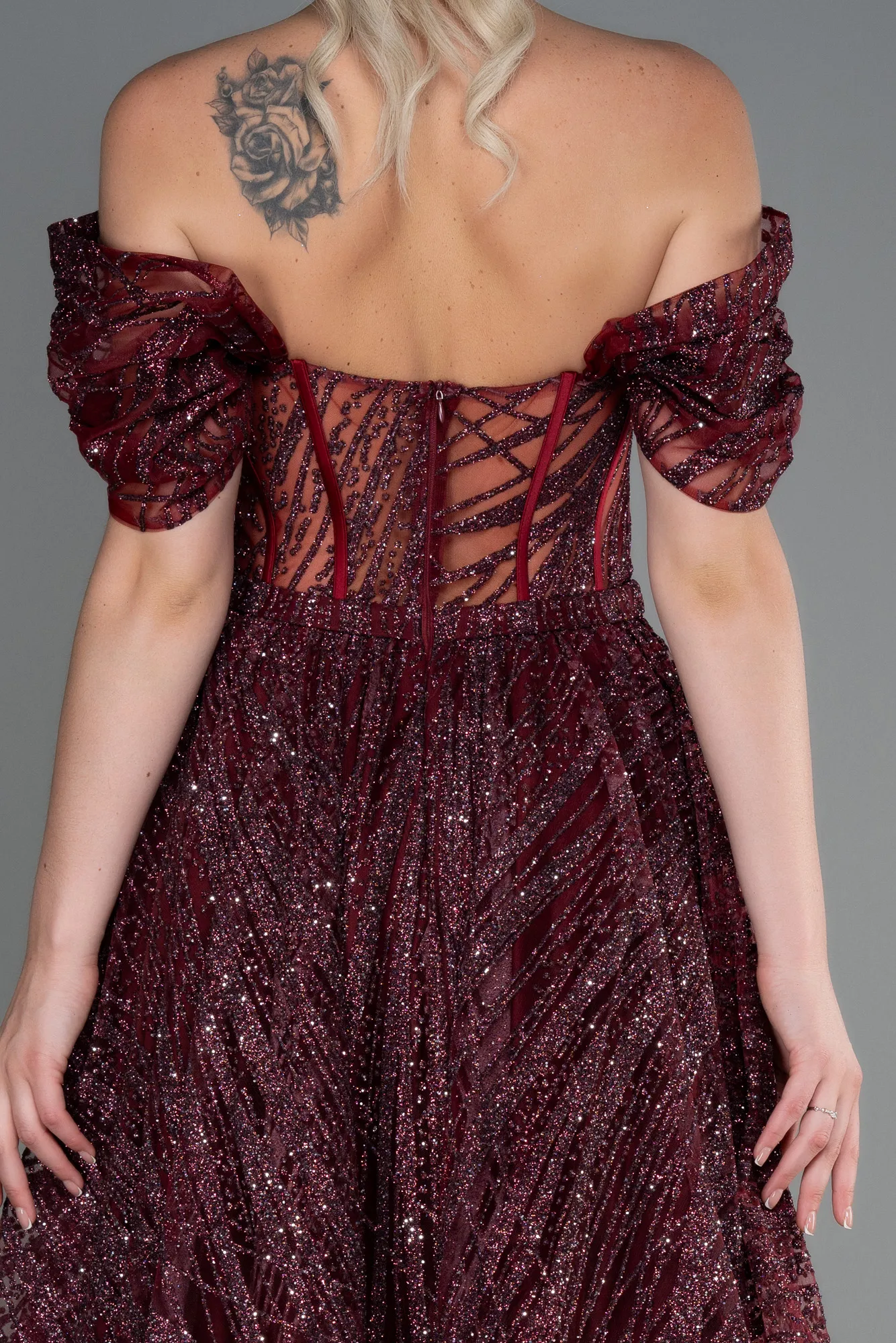 Burgundy-Midi Invitation Dress ABK1810