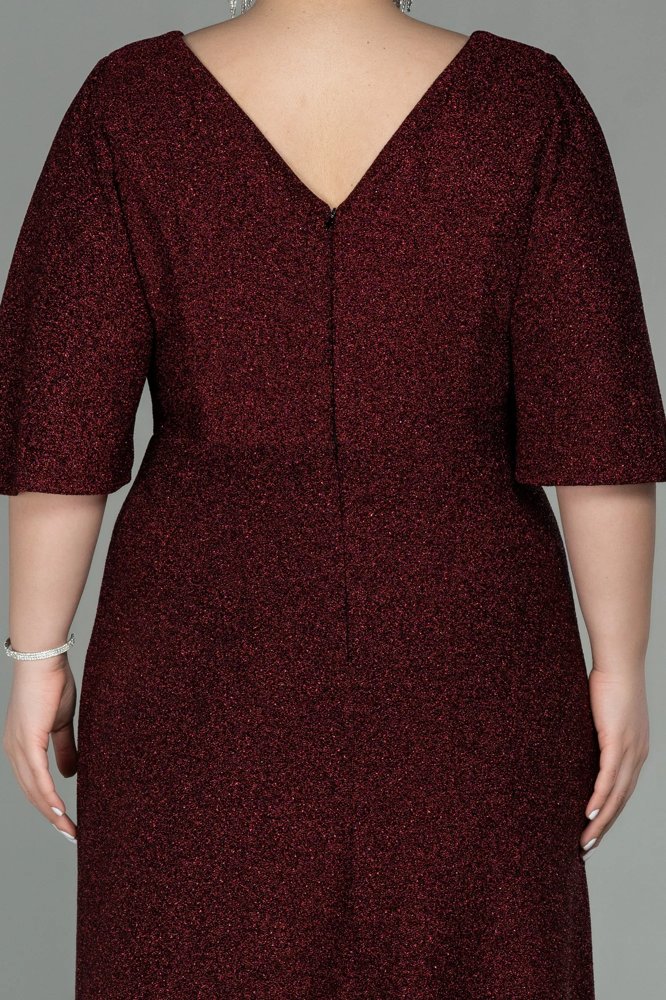 Burgundy-Midi Oversized Evening Dress ABK1625