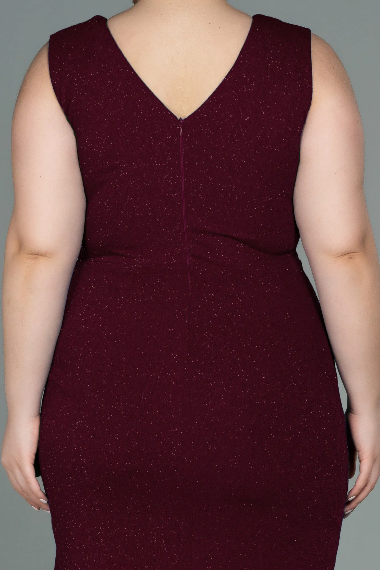 Burgundy-Midi Oversized Evening Dress ABK1752