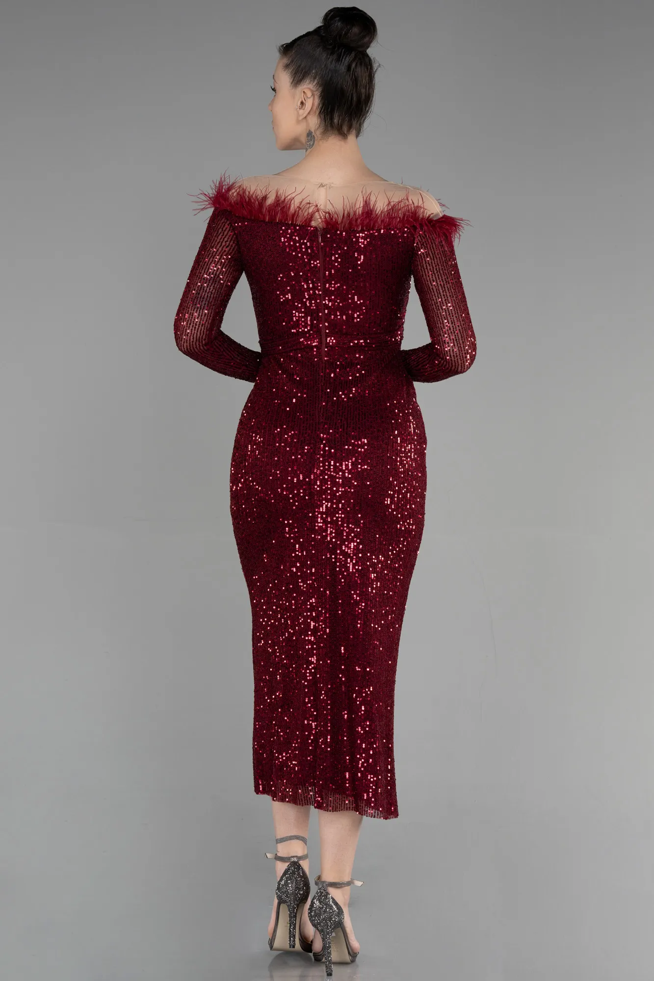 Burgundy-Midi Party Dress ABK1938