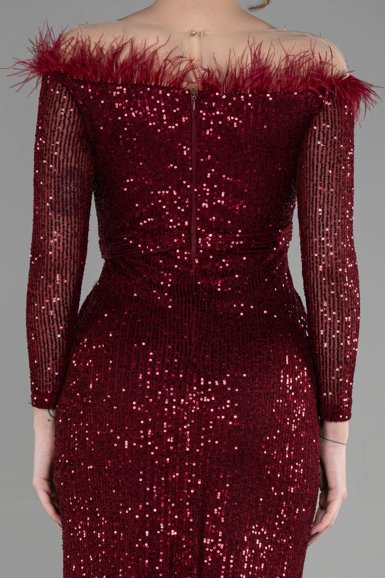 Burgundy-Midi Party Dress ABK1938