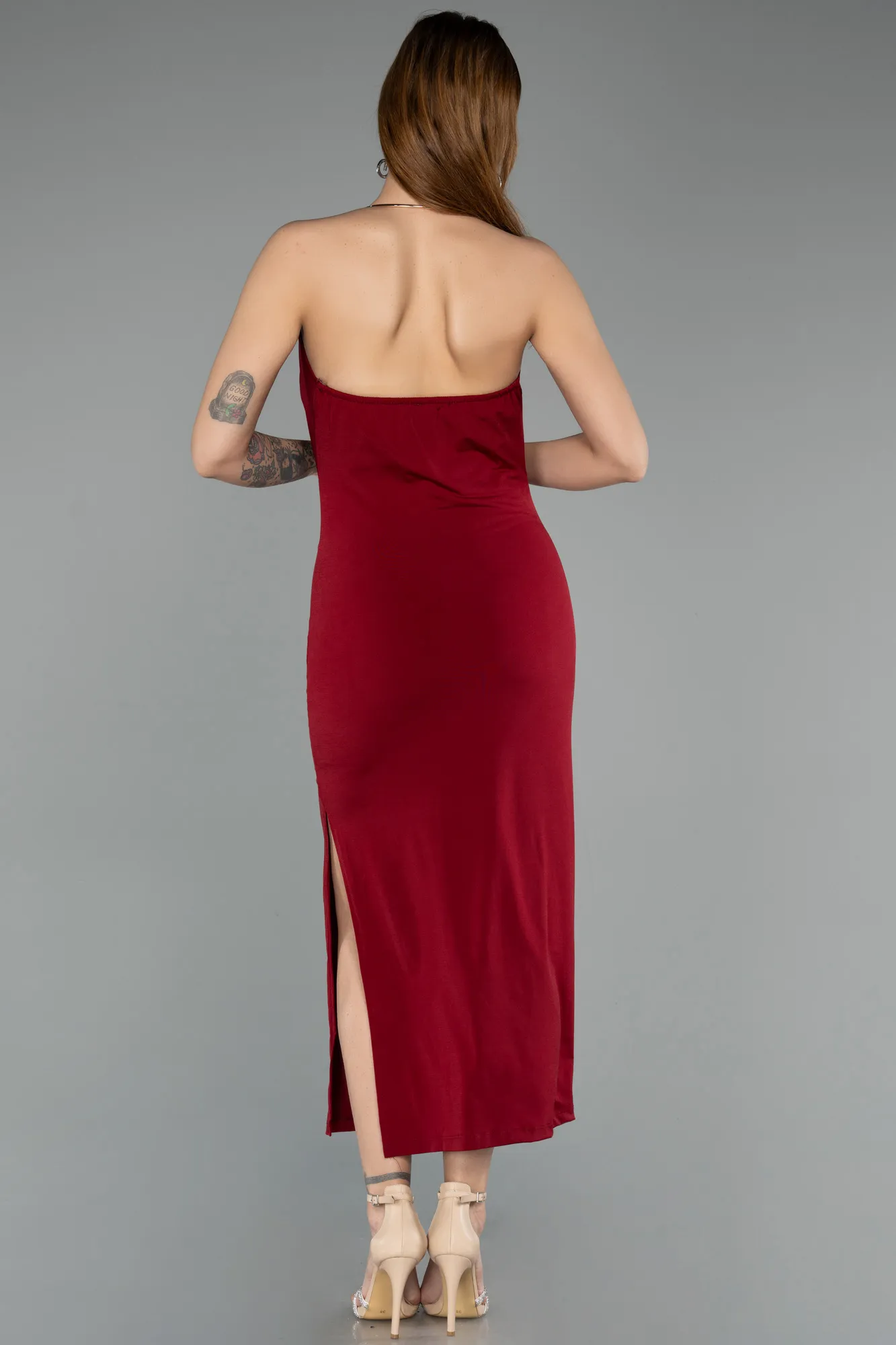 Burgundy-Midi Party Dress ABK2495