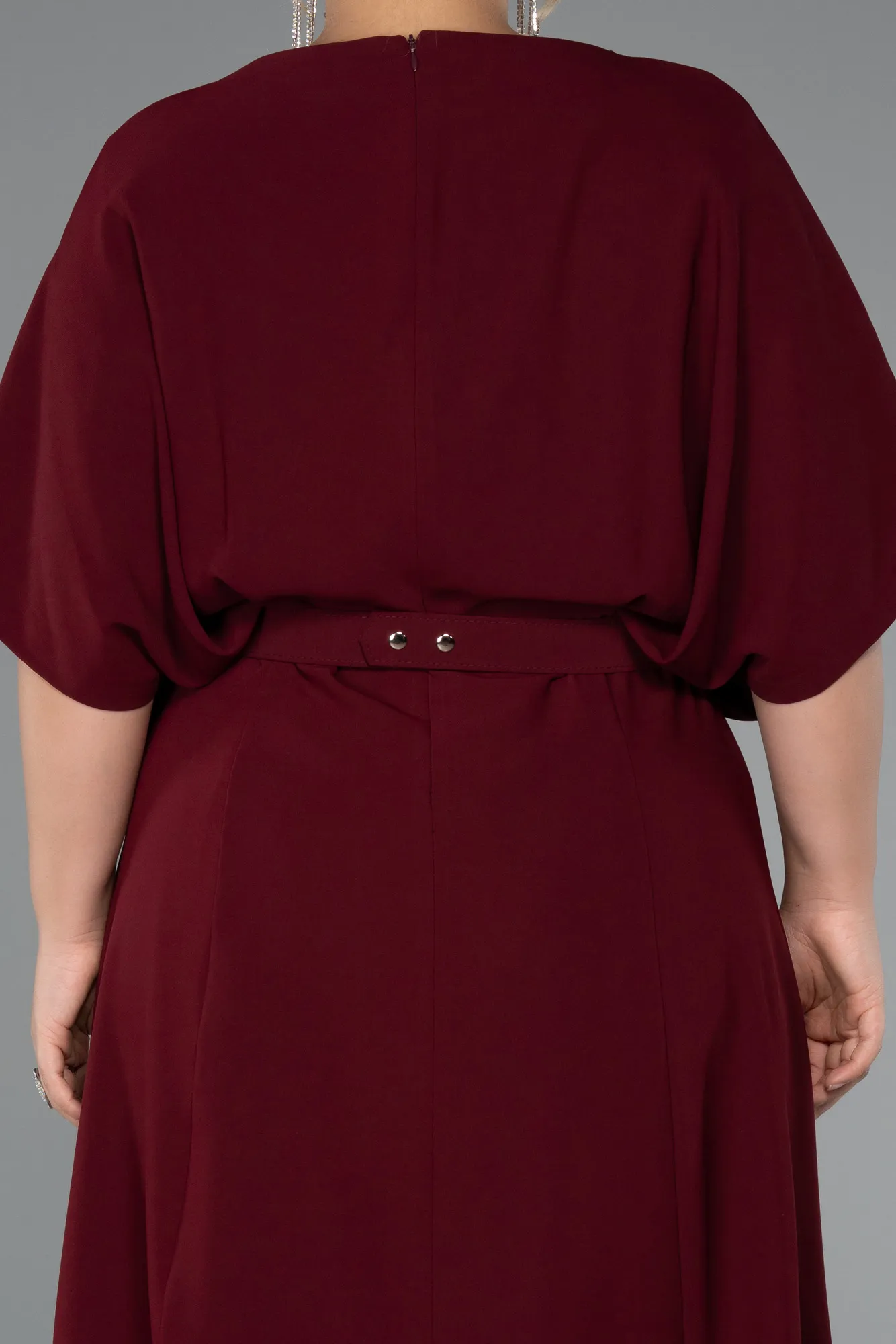 Burgundy-Midi Plus Size Evening Gown ABK2447