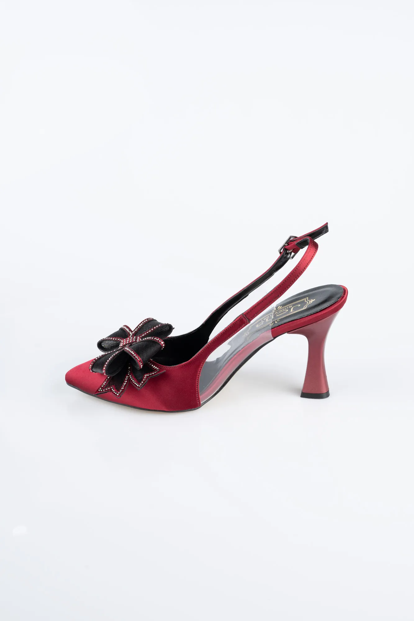 Burgundy-Satin Evening Shoe MJS4100