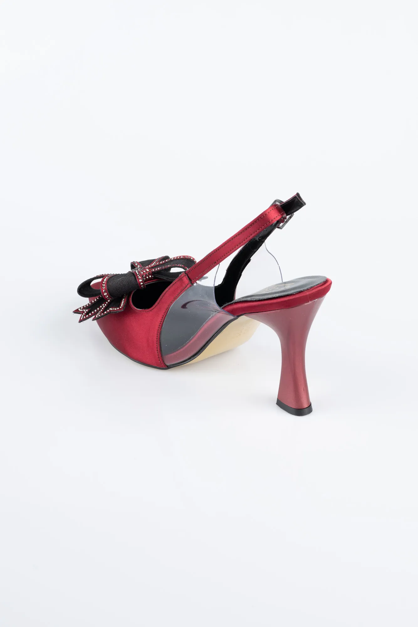 Burgundy-Satin Evening Shoe MJS4100