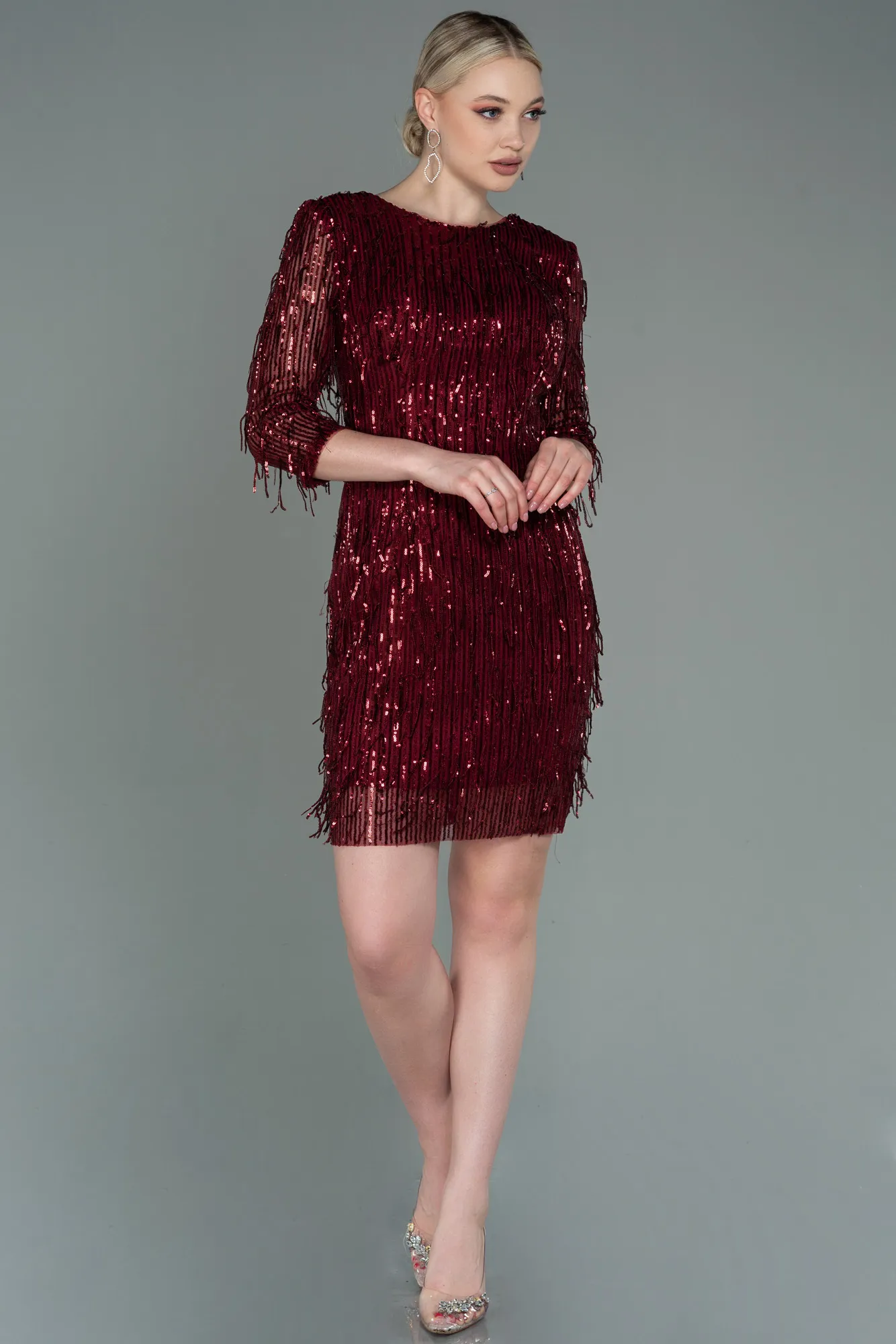 Burgundy-Short Evening Dress ABK1599