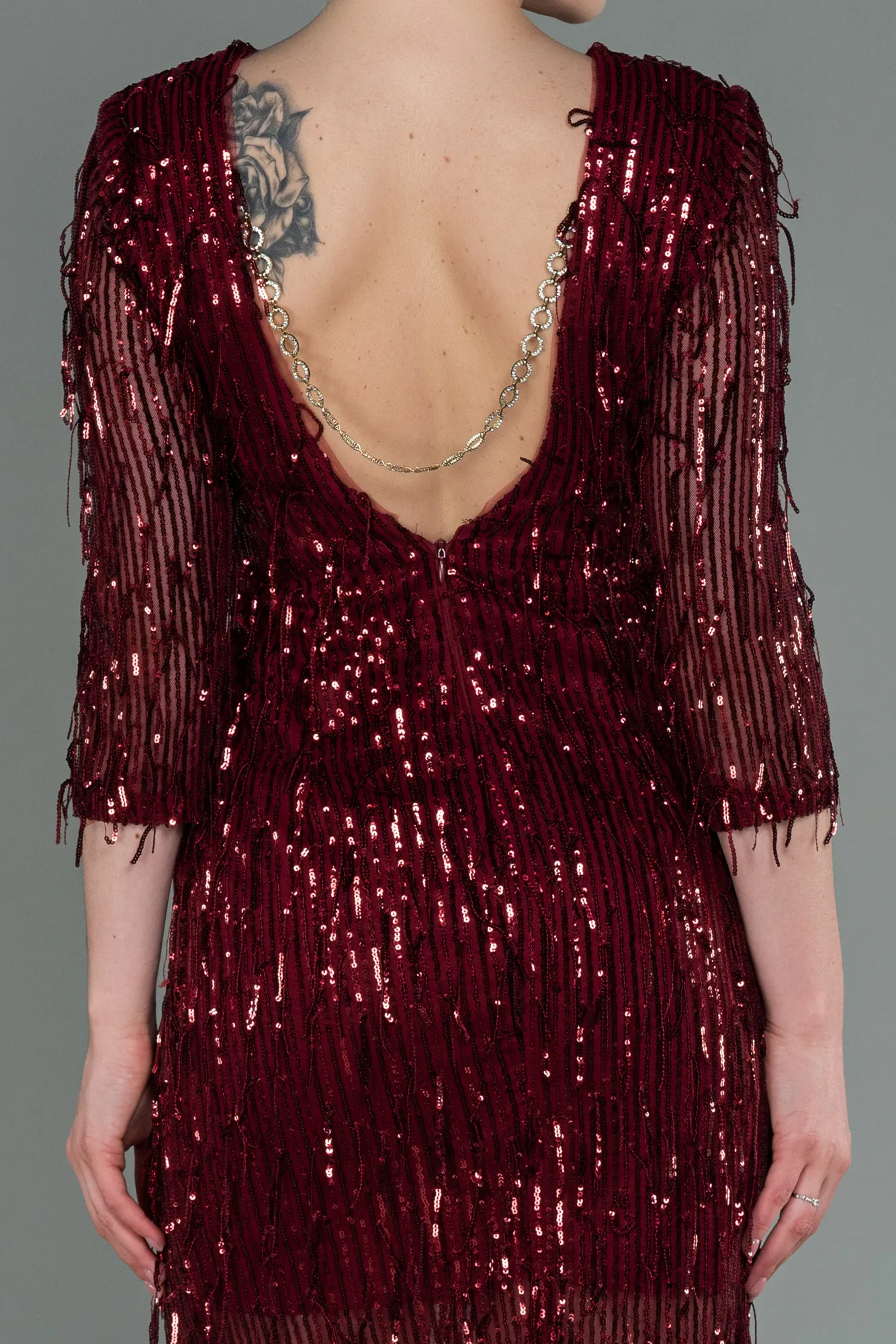 Burgundy-Short Evening Dress ABK1599