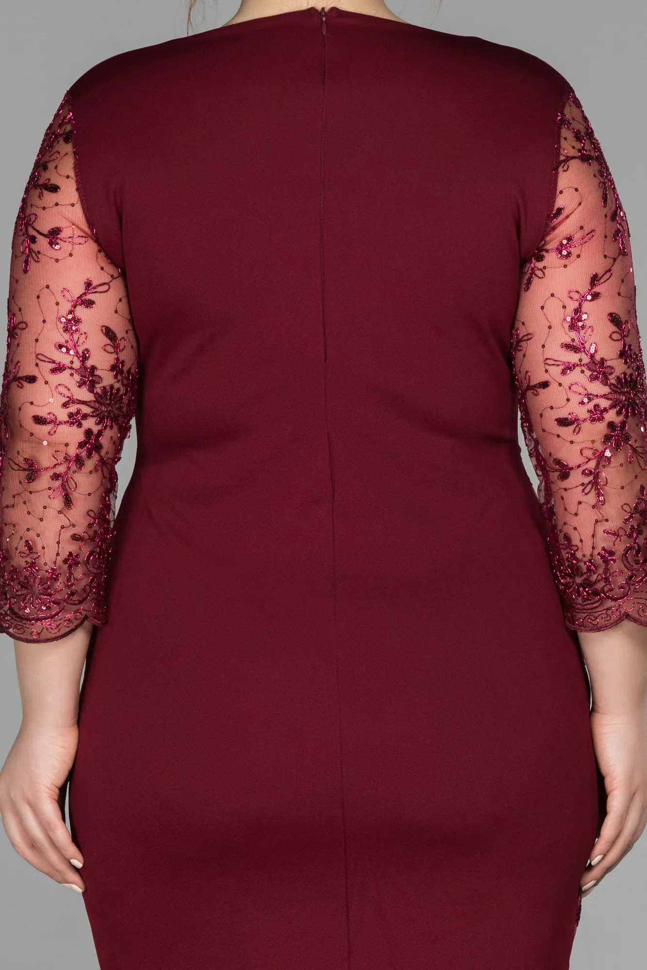Burgundy-Short Oversized Evening Dress ABK833