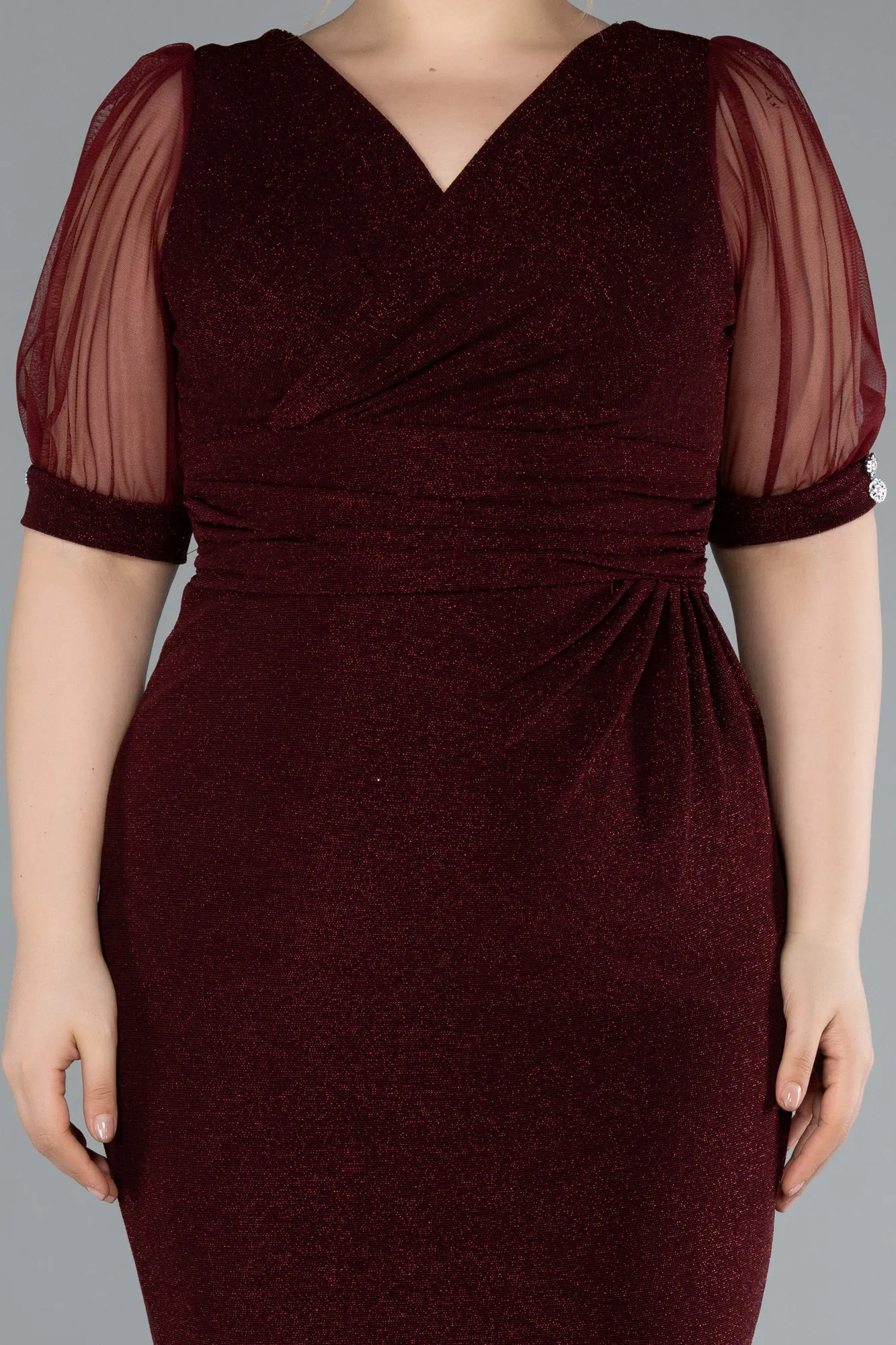 Burgundy-Short Plus Size Cocktail Dress ABK2247