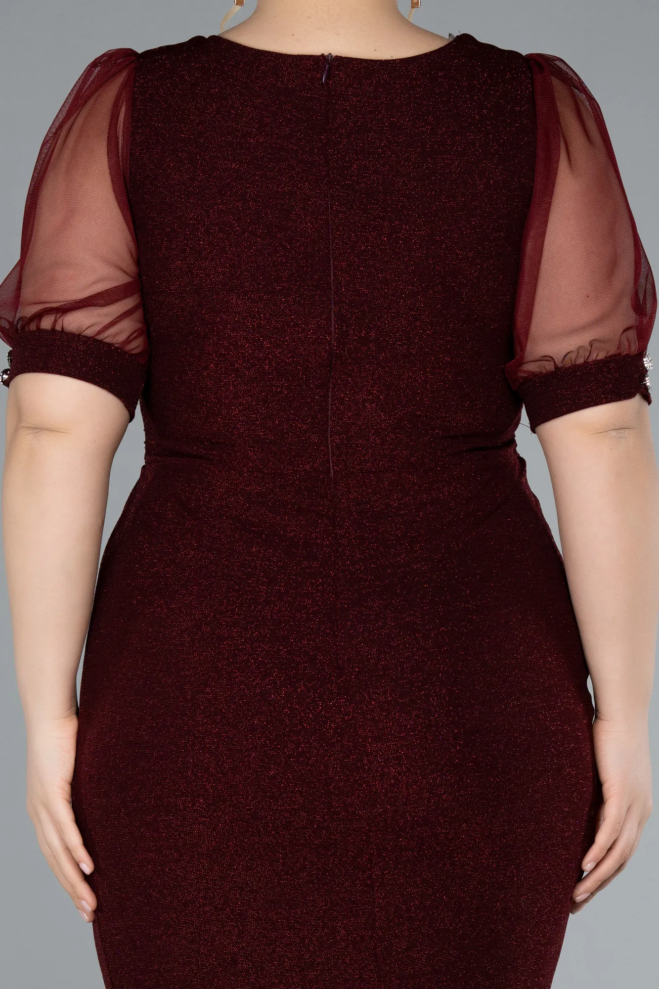 Burgundy-Short Plus Size Cocktail Dress ABK2247