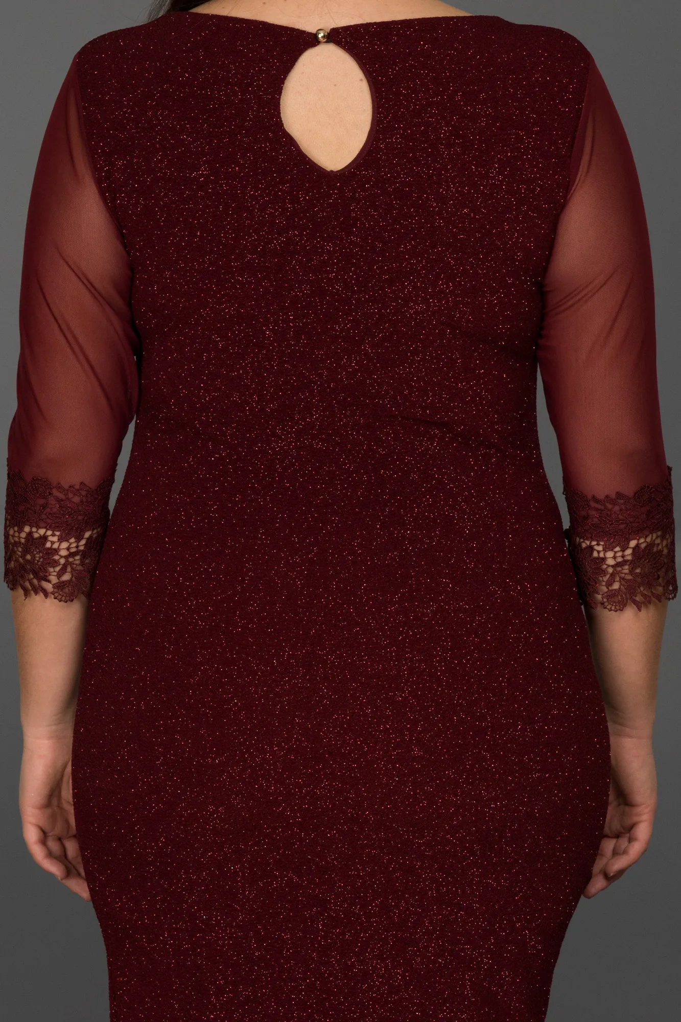 Burgundy-Short Plus Size Evening Dress ABK1609