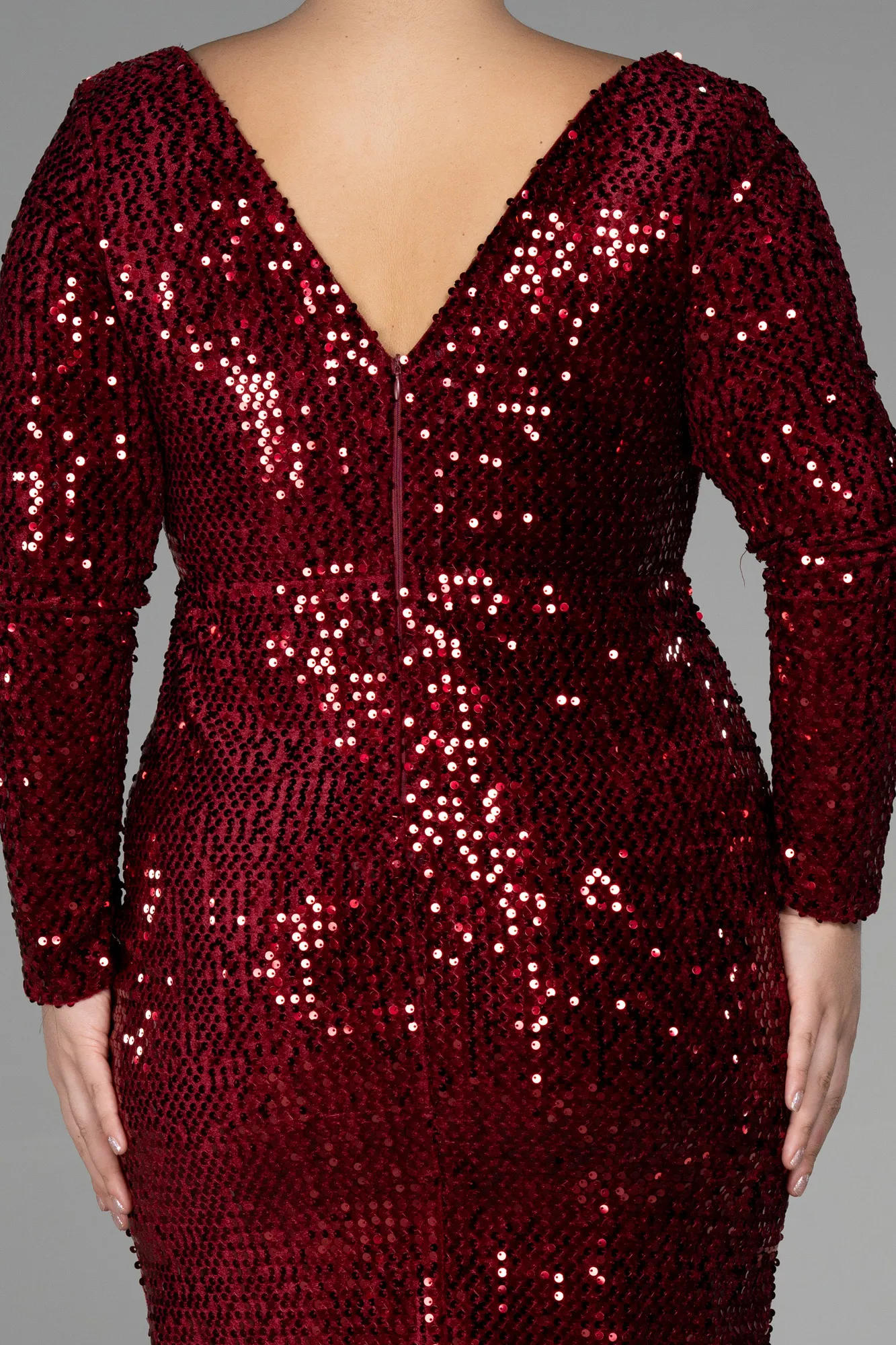 Burgundy-Short Velvet Invitation Dress ABK1857