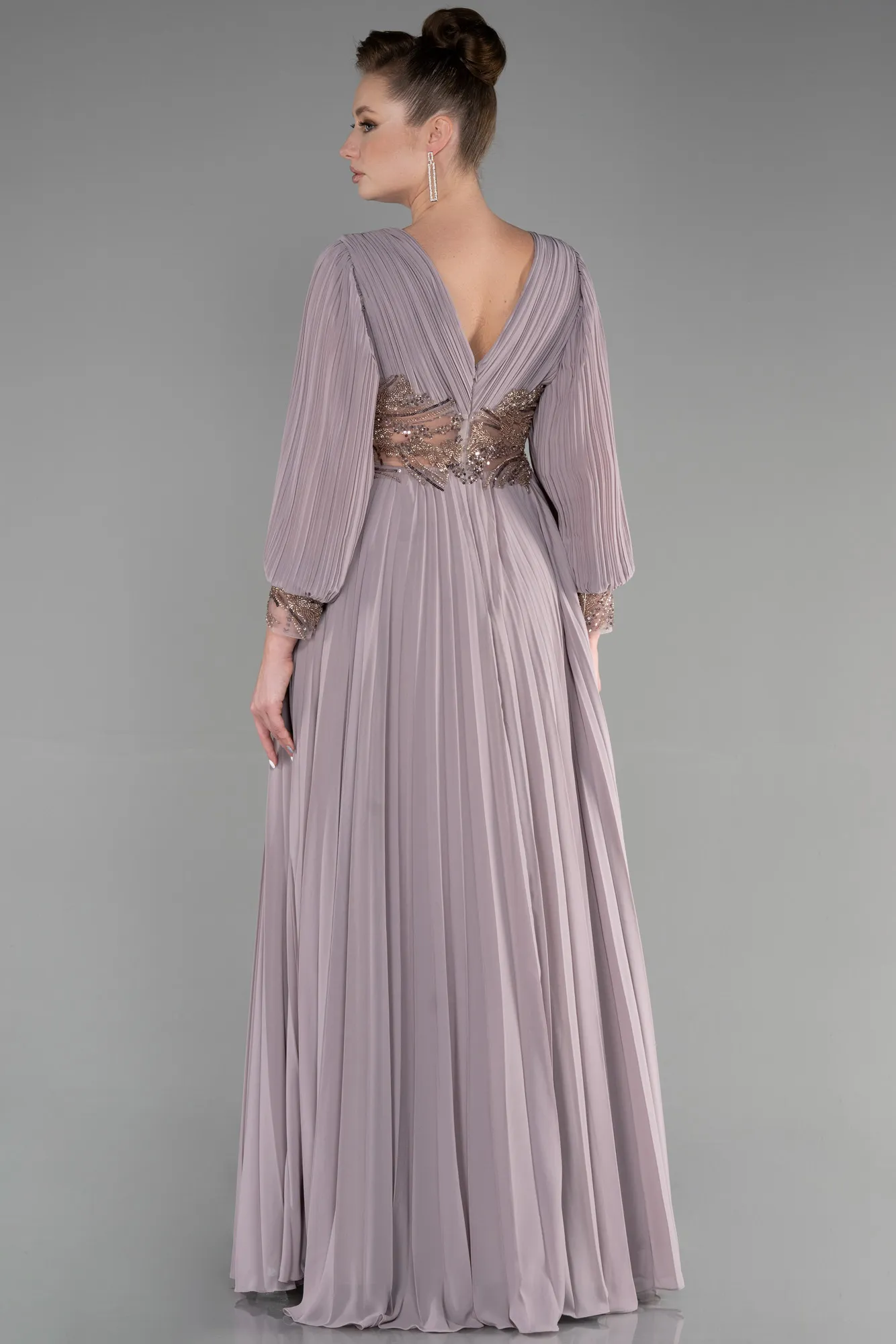 Cappuccino-Long Chiffon Evening Dress ABU2183