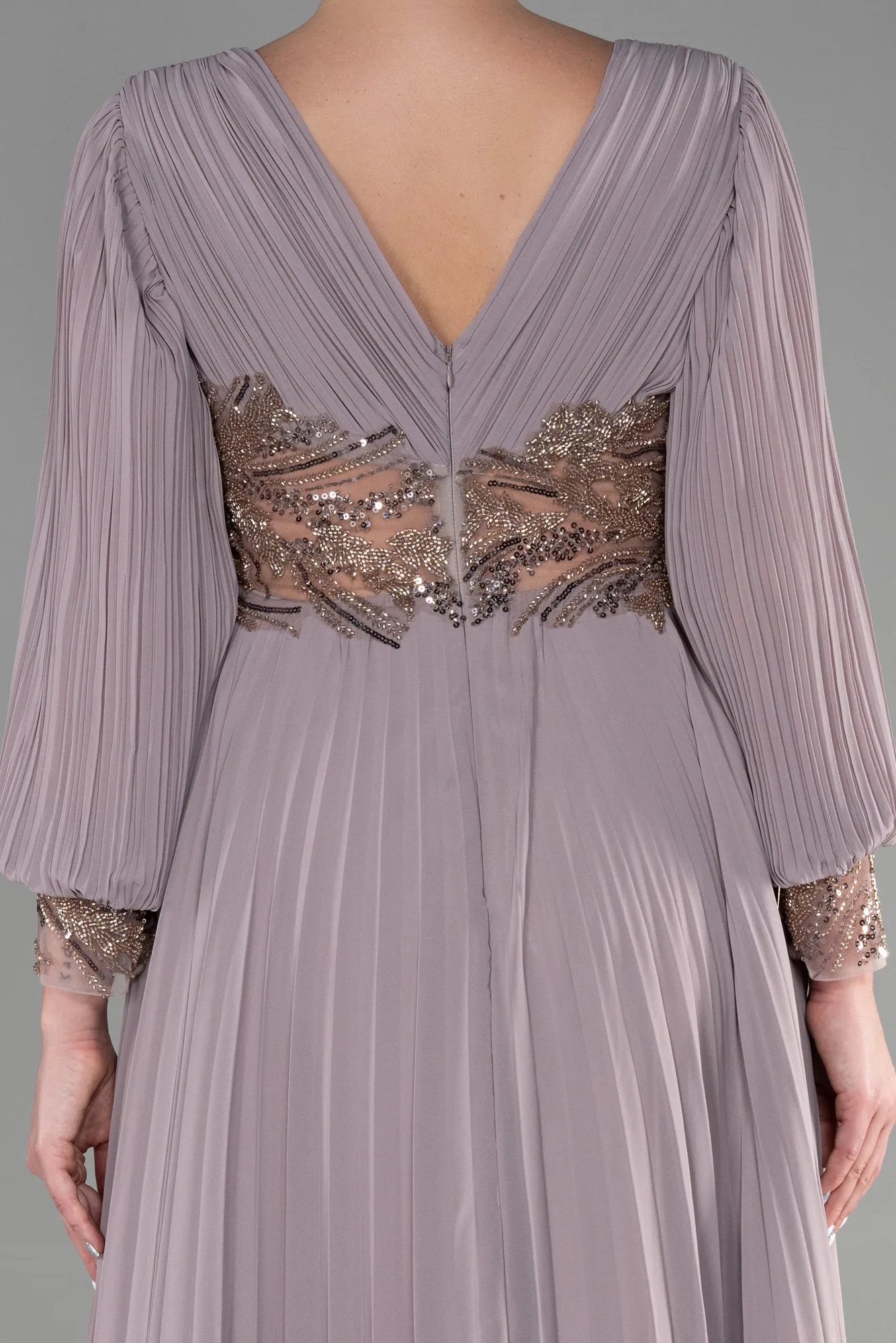 Cappuccino-Long Chiffon Evening Dress ABU2183